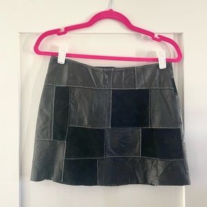 2000’s leather suede patchwork mini skirt